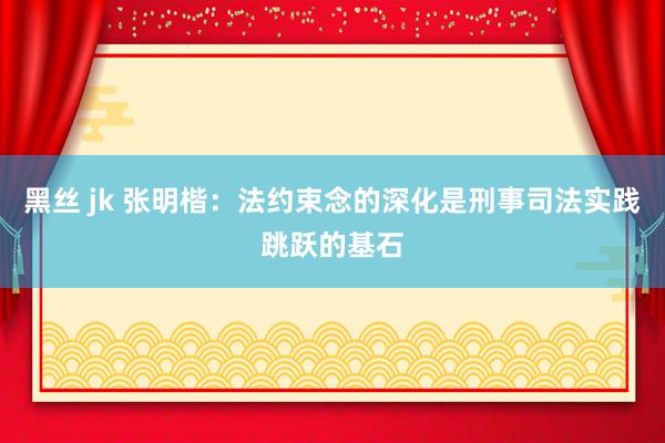 黑丝 jk 张明楷：法约束念的深化是刑事司法实践跳跃的基石