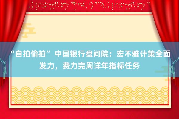 “自拍偷拍” 中国银行盘问院：宏不雅计策全面发力，费力完周详年指标任务