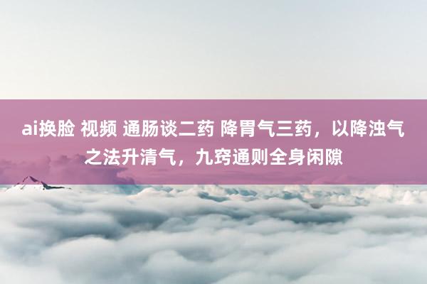 ai换脸 视频 通肠谈二药 降胃气三药，以降浊气之法升清气，九窍通则全身闲隙