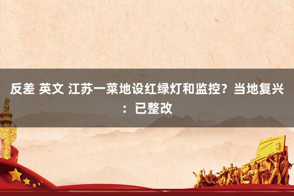 反差 英文 江苏一菜地设红绿灯和监控？当地复兴：已整改