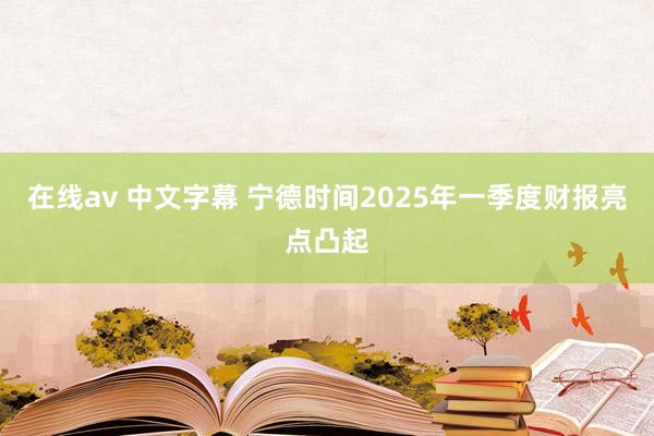 在线av 中文字幕 宁德时间2025年一季度财报亮点凸起